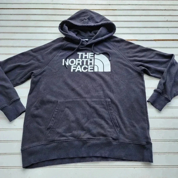 The North Face Hoodie Womens Black White Pullover Fleece Graphic Logo Pockets L - Picture 9 of 10